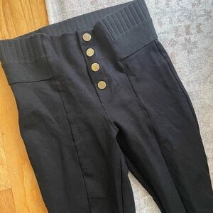 Zara Black Work Leggings Pants with Button Detail